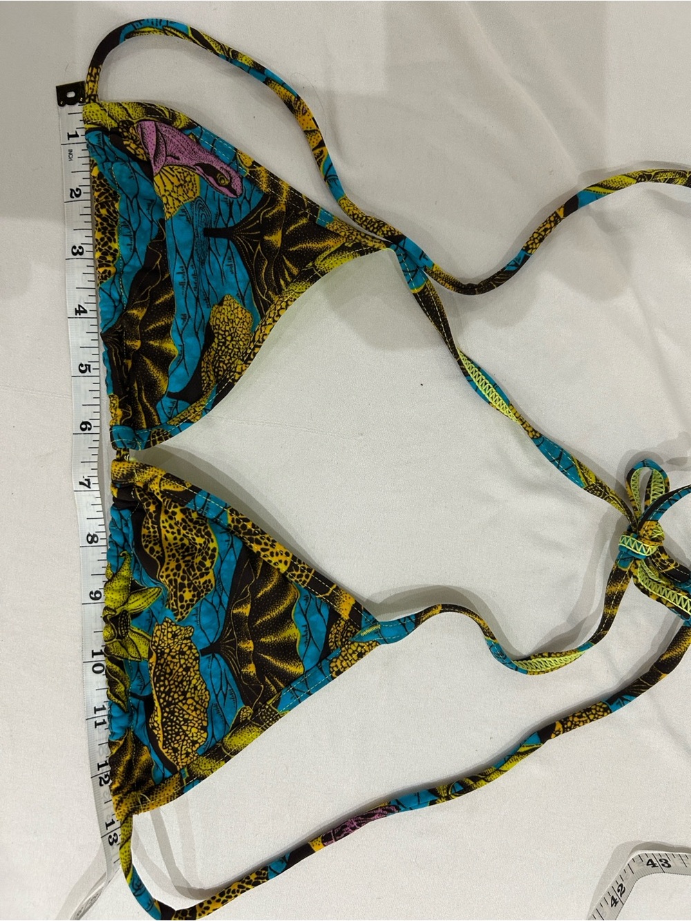 Women's Blue & Brown Bikini Top - Size S